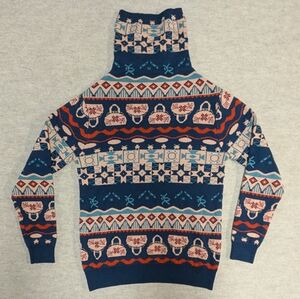 Unique Cashmere & Wool Patterned Turtle Neck Sweater Size Small - Medium